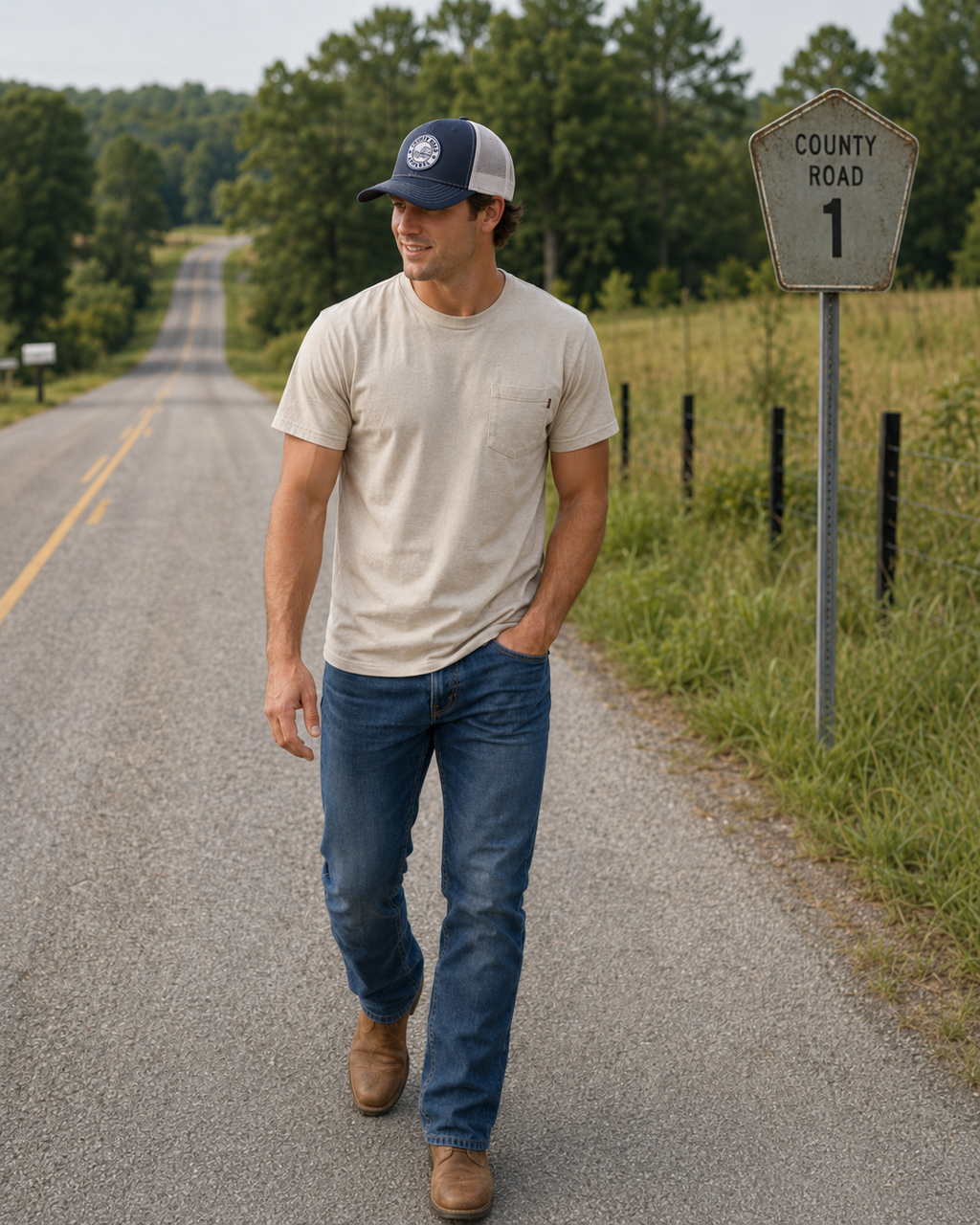 CRA Logo Richardson Trucker Hat Navy & White